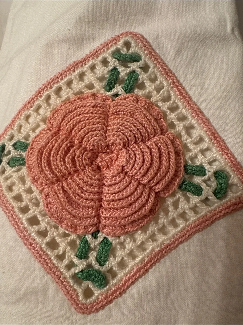 Set off 2 Vintage Pillow Cases Pink Crochet Embroidery